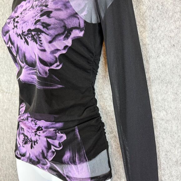 Y2K Vtg Mesh Top Purple Black Cyber Boho Fairy Grunge Whimsigoth Corpcore Sz P - Picture 2 of 11